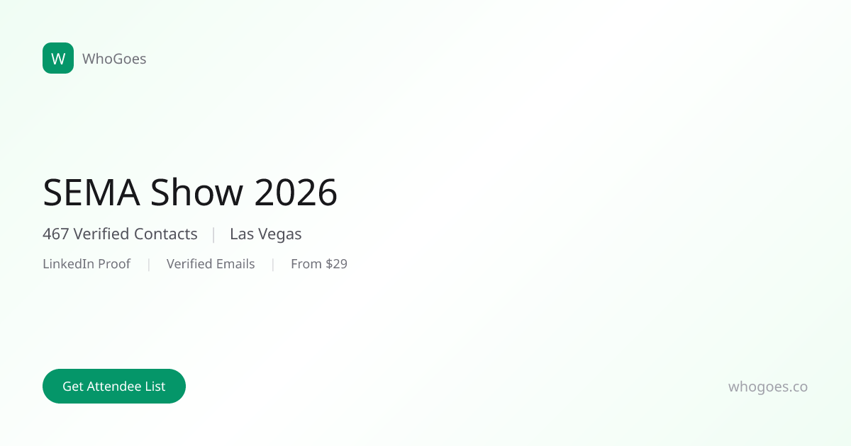 SEMA Show 2026 Attendee List — 150 Verified Contacts | WhoGoes